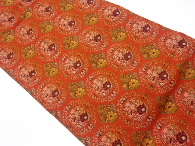 リサイクル　草花模様織出し名古屋帯